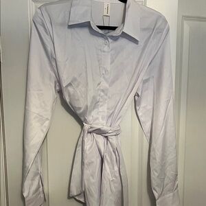 Commense White Tie-Front Blouse